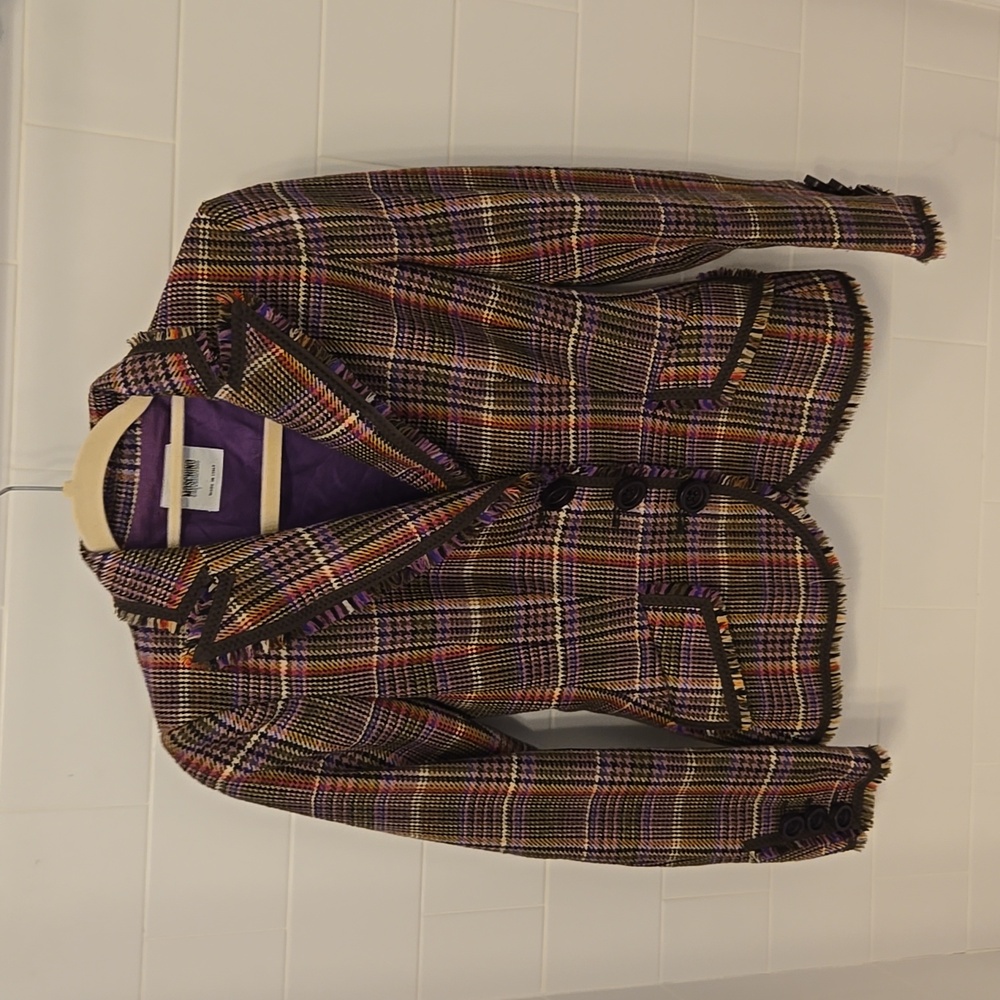 Vintage MOSCHINO Cheap and Chic Plaid Frayed Ends Blazer